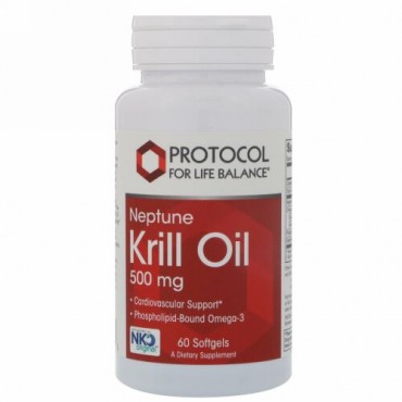 Protocol for Life Balance, ネプチューンクリルオイル、500 mg、ソフトジェル 60錠