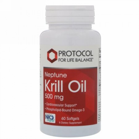Protocol for Life Balance, ネプチューンクリルオイル、500 mg、ソフトジェル 60錠