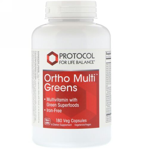 Protocol for Life Balance, オルトマルチ・グリーンズ、ベジタリアンカプセル180錠 (Discontinued Item)
