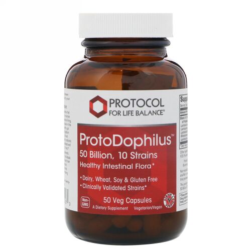 Protocol for Life Balance, ProtoDophilus、500億、10菌株、50ベジカプセル (Discontinued Item)