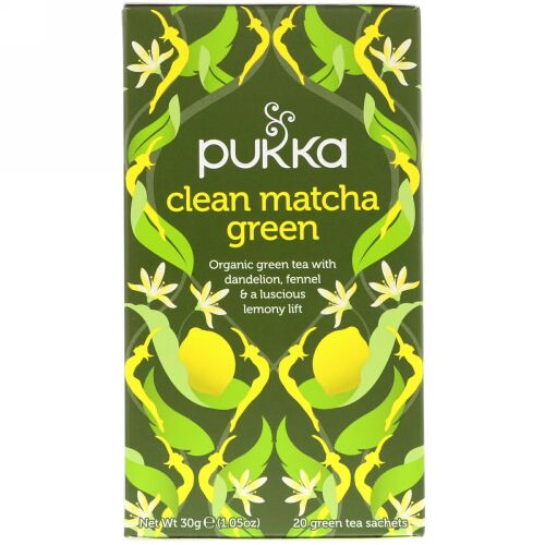 Pukka Herbs, クリーン抹茶グリーン、20ティーバッグ、各0.05 oz (1.5 g)