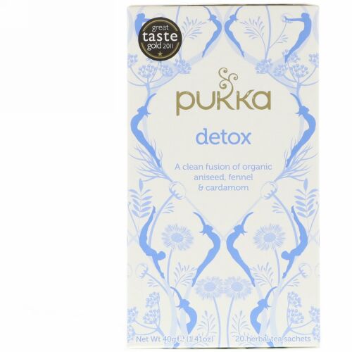 Pukka Herbs, デトックス、オーガニック・アニシード・フェンネル・カルダモン・ティー、カフェインレス、ハーブティーバッグ20個、1.41 oz (40 g)