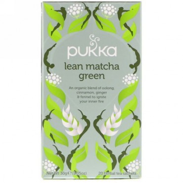 Pukka Herbs, リーン抹茶グリーン、ハーブティーバッグ20包、1.05オンス (30 g)