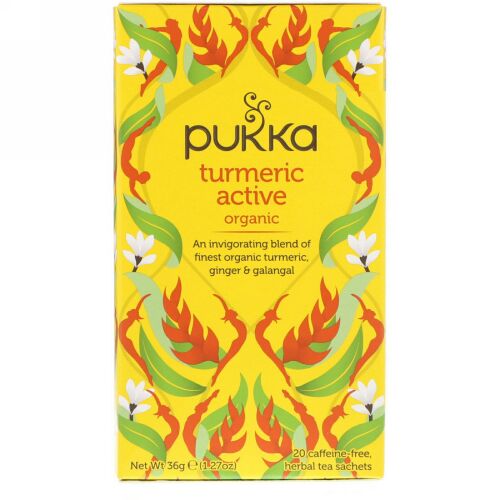 Pukka Herbs, オーガニックターメリック・アクティブ、カフェインフリー、ハーブティーサシェ20袋、1.27 oz (36 g)