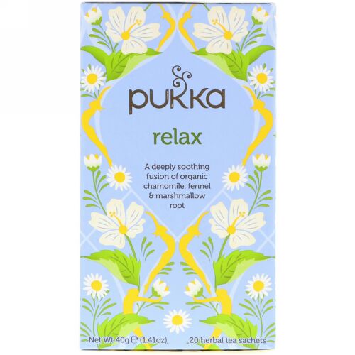 Pukka Herbs, リラックス、カフェインフリー、20ハーブティーバッグ、1.41オンス (40 g)