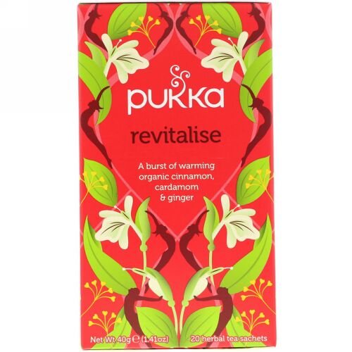 Pukka Herbs, リバイタライズ, オーガニックシナモン, カルダモン, & ジンジャーティー, 20 ティーバッグ入り, 1.41 oz (40 g)