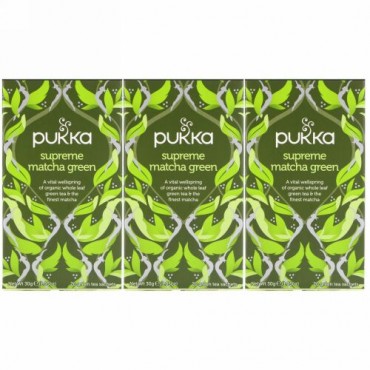 Pukka Herbs, スープリーム抹茶グリーン、3パック、各ハーブティーサッシェ20袋 (Discontinued Item)