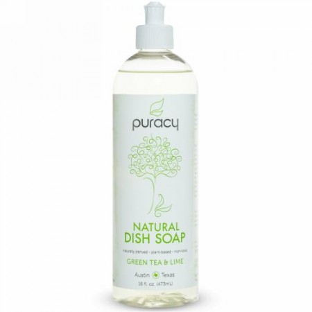 Puracy, ナチュラルディッシュソープ（食器用洗剤）、 グリーンティー &ライム、 16 液量オンス (473 ml) (Discontinued Item)