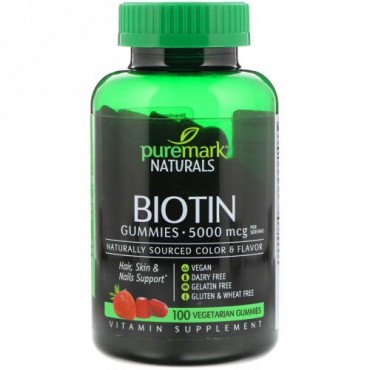 PureMark Naturals, Biotin, 5,000 mcg, 100 Vegetarian Gummies (Discontinued Item)