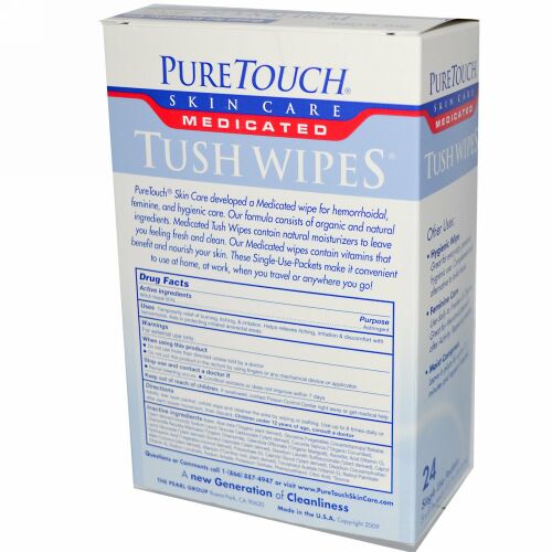 PureTouch Skin Care, 薬用タッシュワイプ、 24個の使い切りパック、 各5 in x 8 in (Discontinued Item)