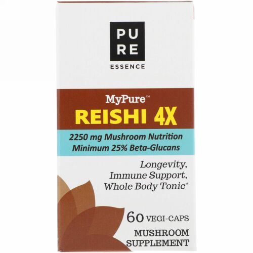 Pure Essence, MyPure、霊芝4倍、60ベジカプセル (Discontinued Item)