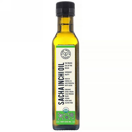 Pure Indian Foods, オーガニックコールドプレス製法エキストラヴァージン サチャインチオイル、250ml