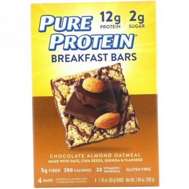 Pure Protein, 朝食バー、チョコレートアーモンドオートミール、4本、1.76 oz (50 g) Each (Discontinued Item)