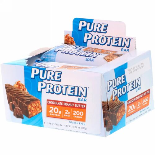 Pure Protein, チョコレートピーナッツバター・バー、6本、各1.76オンス（50 g）