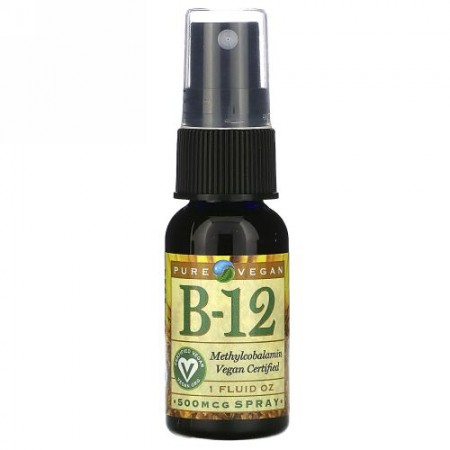 Pure Vegan, B-12、 500 mcg Spray、 1液量オンス