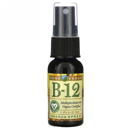 Pure Vegan, B-12、 500 mcg Spray、 1液量オンス