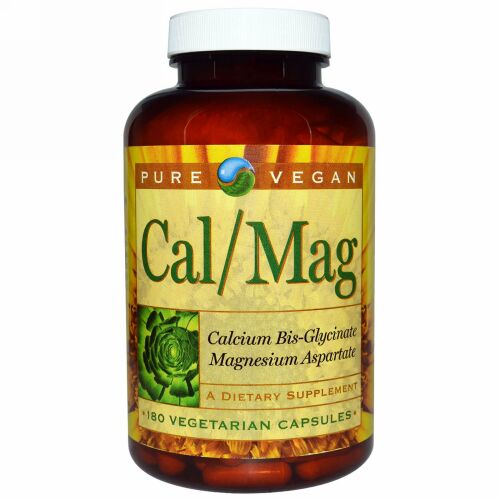 Pure Vegan, Cal/Mag, 180 Vegetarian Capsules (Discontinued Item)