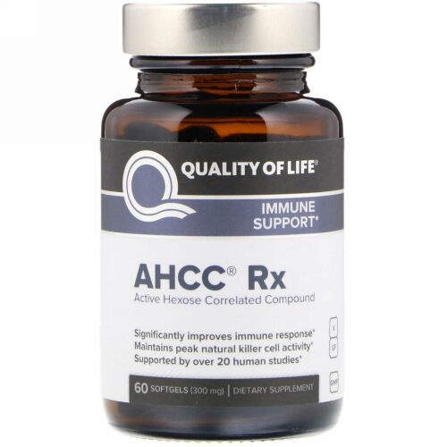 Quality of Life Labs, AHCC RX、300 mg、60ソフトジェル