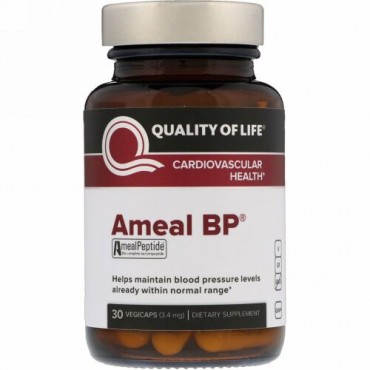 Quality of Life Labs, アミールBP、心臓血管の健康、3.4mg、ベジカプセル30錠