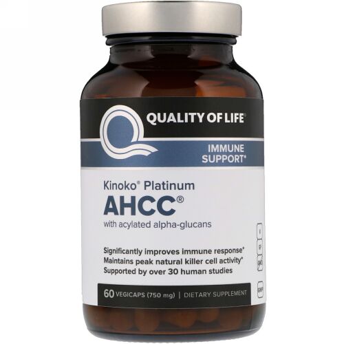 Quality of Life Labs, キノコプラチナAHCC、免疫サポート、750mg、植物性カプセル60錠