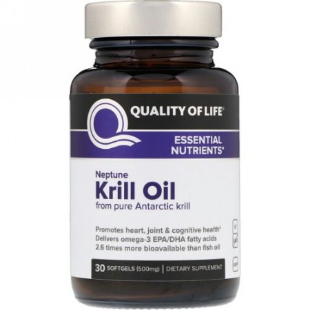 Quality of Life Labs, ネプチューンクリルオイル、必須栄養素、500 mg、ソフトジェル30個