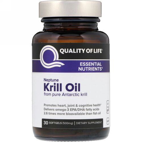 Quality of Life Labs, ネプチューンクリルオイル、必須栄養素、500 mg、ソフトジェル30個
