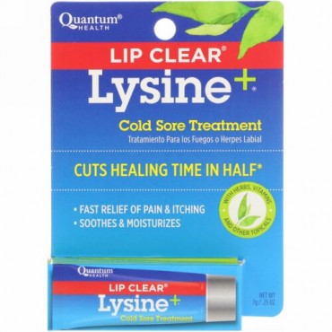Quantum Health, リップクリアー、 リジン +、 風邪痛み治療、 0.25 oz (7 g)