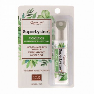Quantum Health, スーパー リジン+、ColdStick、リップ トリートメント & プロテクタント、SPF 21、0.17 oz (5 g)