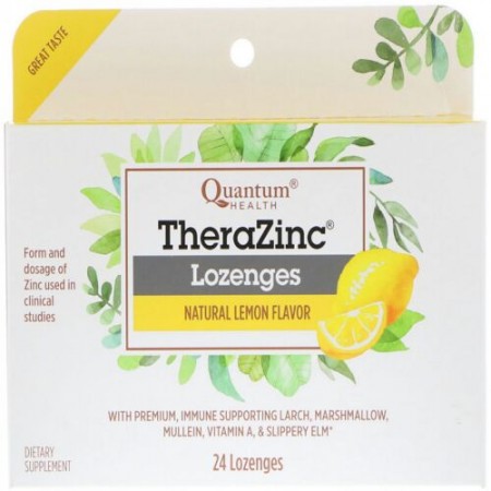 Quantum Health, セラジンク（亜鉛）薬用キャンディー、寒季などに、レモン 、薬用キャンディー24粒 (Discontinued Item)