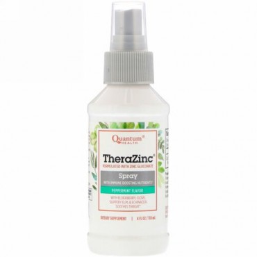 Quantum Health, Thera Zinc Spray、エキナセア、エルダーベリー、ペパーミント・クローブ味、 4 fl oz (120 ml)