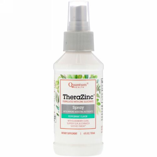 Quantum Health, Thera Zinc Spray、エキナセア、エルダーベリー、ペパーミント・クローブ味、 4 fl oz (120 ml)