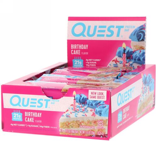 Quest Nutrition, Quest プロテインバー、バースデーケーキ、12本パック、各2.12オンス（60 g）
