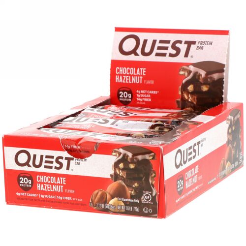 Quest Nutrition, クエストプロテインバー、チョコレートヘーゼルナッツ、12本、各2.1 oz (60 g) (Discontinued Item)