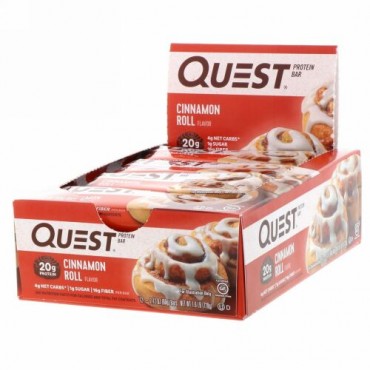 Quest Nutrition, プロテインバー、シナモンロール、12本、各2.12オンス（60 g）