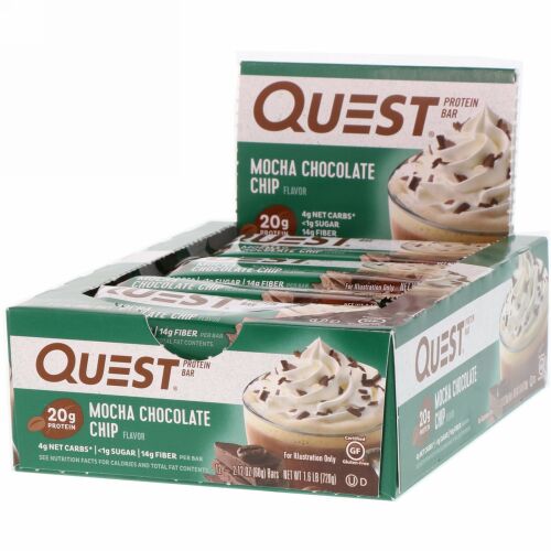Quest Nutrition, Quest プロテインバー、モカチョコレートチップス、12本、各2.12オンス（60 g）