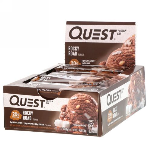 Quest Nutrition, プロテインバー、ロッキーロード、12バー、各2.1 oz (60 g) (Discontinued Item)
