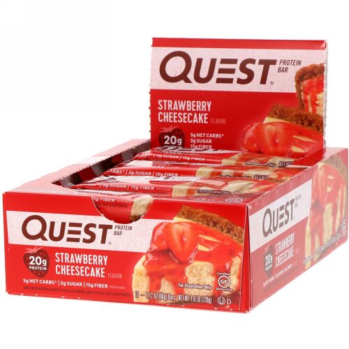 Quest Nutrition, プロテインバー、ストロベリーチーズケーキ、12本、各2.12オンス (60 g) (Discontinued Item)