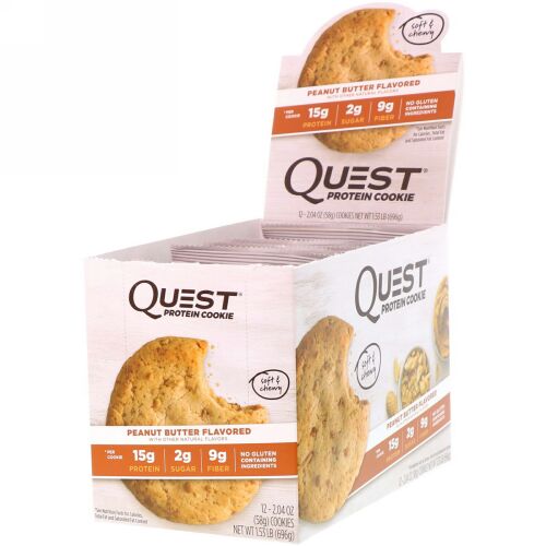 Quest Nutrition, プロテインクッキー、ピーナッツバター、12パック、各2.04 oz (58 g)