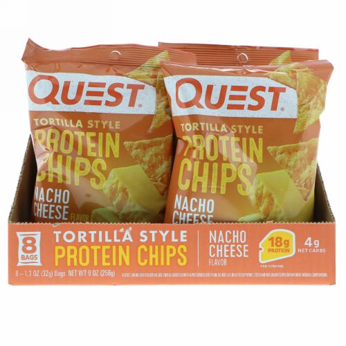Quest Nutrition, トルティーヤスタイルプロテインチップス、ナチョチーズ、8袋、各32 g (Discontinued Item)