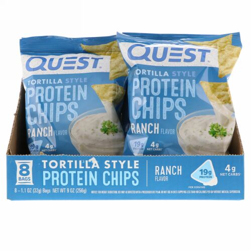 Quest Nutrition, トルティーヤスタイルプロテインチップス、ランチ味、8袋、各32 g (Discontinued Item)