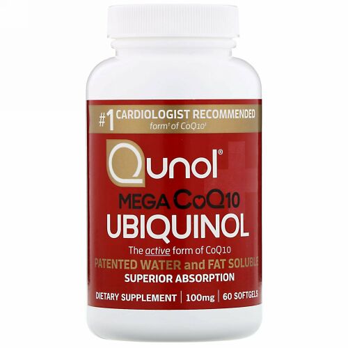 Qunol, ユビキノール、メガCoQ10、100mg、ソフトジェル60粒
