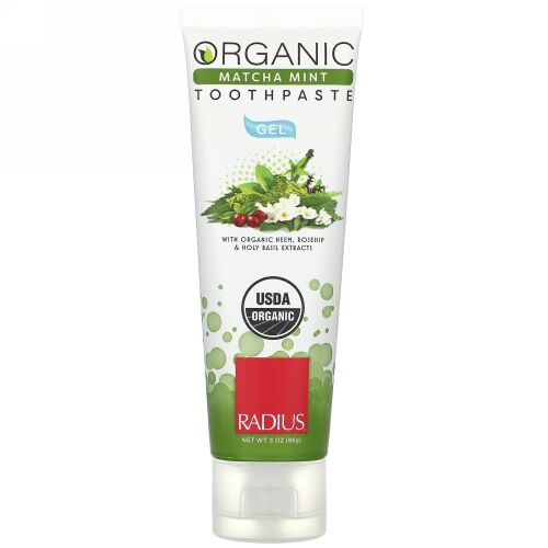 RADIUS, オーガニックゲル練り歯磨き、抹茶ミント、3 oz (85 g)