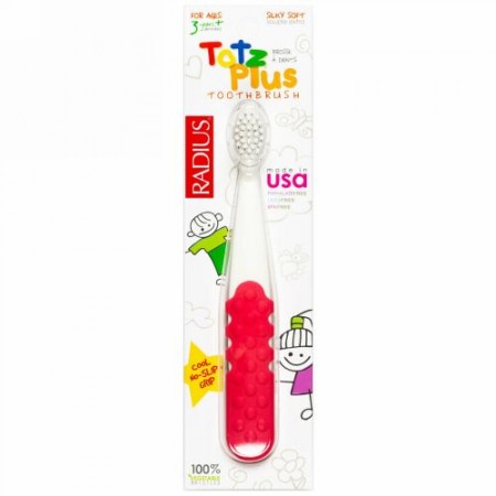 RADIUS, Totz Plus 歯ブラシ、3歳以上対象、ホワイト/ピンクコーラル、歯ブラシ1本入り (Discontinued Item)