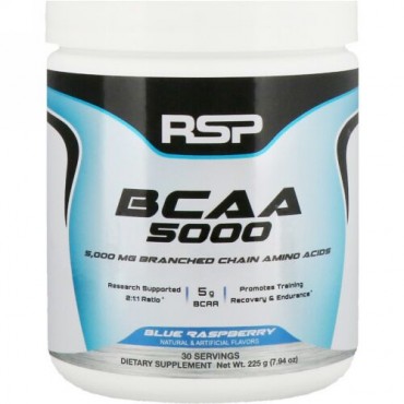 RSP Nutrition, BCAA 5000, Blue Raspberry, 7.94 oz (225g)