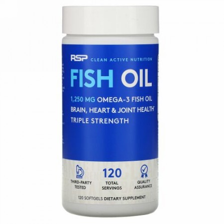 RSP Nutrition, フィッシュオイル、ソフトジェル120粒