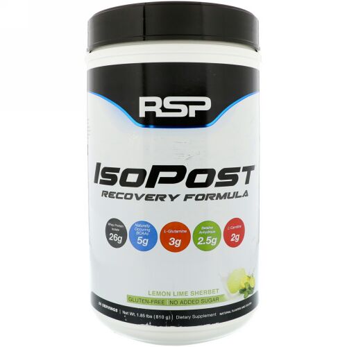 RSP Nutrition, IsoPost, Recovery Formula, Lemon Lime Sherbert, 1.85 lbs (810 g) (Discontinued Item)