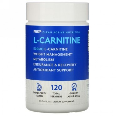 RSP Nutrition, L-カルニチン、500mg、カプセル120粒