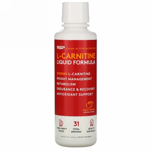 RSP Nutrition, L-カルニチン、ピーチマンゴー、3,000mg、473ml（16液量オンス）