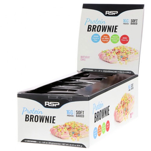 RSP Nutrition, Protein Brownie, Birthday Cake, 12 Brownies, 1.87 oz (53 g) Each (Discontinued Item)