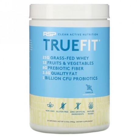 RSP Nutrition, トゥルーフィット、グラスフェッドホエイタンパク質、バニラ、940g（2lb）